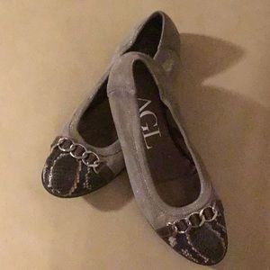 AGL Flats Size 39.5 Pewter Metallic